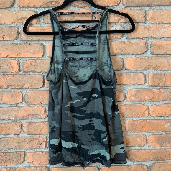 Victoria's Secret Sport Camo Strappy Ladder Back Workout Tank Top Green - S - Picture 2 of 6